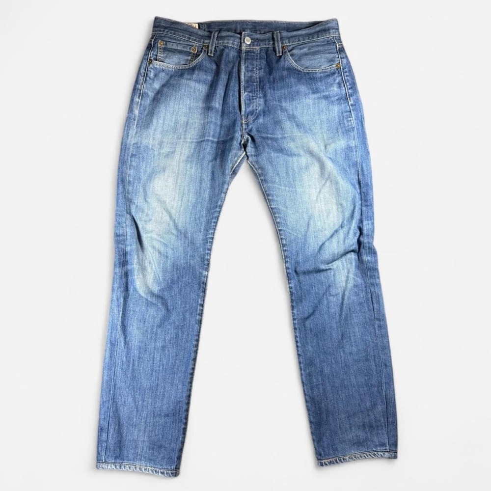 Levi's Premium 501 Big E Light Wash Button Fly Straight Fit Jeans‎ Size 34x32